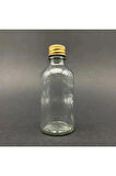 6 Adet 50ml Cam Şişe Küçük Gold Metal Kapaklı Çok Amaçlı Shot Şişesi 6x50ml