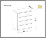 MBES MOBİLYA UMUT CEVİZ  80 CM ŞİFONYER 4 ÇEKMECELİ