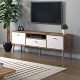 Mbes Mobilya Beyza Ahşap Ayaklı 140 Cm Atlantik  Beyaz Tv Sehbası