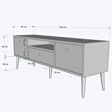 Mbes Mobilya Beyza Ahşap Ayaklı 140 Cm Atlantik  Beyaz Tv Sehbası