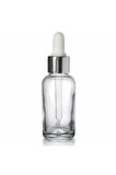 20 Ml Gümüş Başlıklı Damlalıklı Şeffaf Cam Şişe 5 Adet