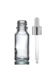20 Ml Gümüş Başlıklı Damlalıklı Şeffaf Cam Şişe 5 Adet