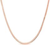 Kadın 925 Ayar Gümüş 14 Ayar Altın Kaplama Rose Gold Renk İtalyan Yassı Zincir Kolye