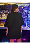 Palm Springs Baskılı Unisex Siyah Oversize T-shirt | M