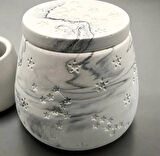 Mermer Desen Yıldızlı Fenomen Kapaklı Bardak Mum Beton Serisi