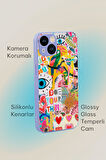 iPhone 13 Uyumlu Fun Desenli Glossy Glass Kamera Korumalı Silikonlu Telefon Kılıfı