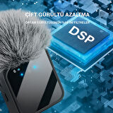 Kablosuz Çift Yaka Mikrofonu – 360° Kayıt, Akıllı Gürültü Azaltma, Lightning + Type-C + 3.5mm Uyumlu