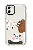 iPhone 11 Uyumlu Cute Animals Desenli Candy Bumper Silikonlu Telefon Kılıfı
