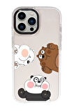 iPhone 15 Pro Max Uyumlu Cute Animals Desenli Candy Bumper Silikonlu Telefon Kılıfı