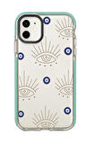 iPhone 12 Uyumlu Evil Eye Desenli Candy Bumper Silikonlu Telefon Kılıfı
