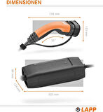 Mobilcar Elektrikli Araç Taşınabilir Şarj Cihazı 22KW 32A 6mt IP67 Tip-2