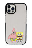iPhone 15 Pro Max Uyumlu Sünger Bob ve Patrickstar Desenli Candy Bumper Darbe Emci Silikonlu Telefon Kılıfı 