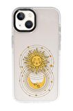 iPhone 15 Uyumlu Moon and Sun Desenli Candy Bumper Darbe Emci Silikonlu Telefon Kılıfı