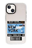 iPhone 15 Uyumlu New York Desenli Candy Bumper Darbe Emci Silikonlu Telefon Kılıfı 