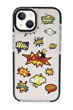 iPhone 15 Uyumlu Sticker Desenli Candy Bumper Darbe Emci Silikonlu Telefon Kılıfı 