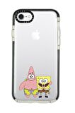 iPhone 7 Casetify Sünger Bob ve Patrickstar Desenli Anti Shock Premium Silikonlu Siyah Kenar Detaylı Telefon Kılıfı