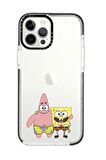 iPhone 12 Pro Casetify Sünger Bob ve Patrickstar Desenli Anti Shock Premium Silikonlu Siyah Kenar Detaylı Telefon Kılıfı
