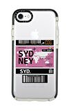 iPhone 8 Casetify Sydney Ticket Desenli Anti Shock Premium Silikonlu Siyah Kenar Detaylı Telefon Kılıfı