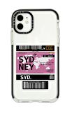 iPhone 11 Casetify Sydney Ticket Desenli Anti Shock Premium Silikonlu Siyah Kenar Detaylı Telefon Kılıfı
