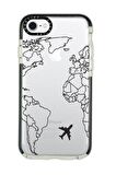iPhone 7 Casetify World Map Lines Desenli Anti Shock Premium Silikonlu Siyah Kenar Detaylı Telefon Kılıfı