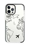 iPhone 11 Pro Casetify World Map Lines Desenli Anti Shock Premium Silikonlu Siyah Kenar Detaylı Telefon Kılıfı