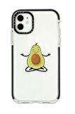 iPhone 11 Casetify Yogacı Avokado Desenli Anti Shock Premium Silikonlu Siyah Kenar Detaylı Telefon Kılıfı