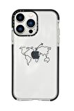 iPhone 13 Pro Max Dünya Harita Rota Casetify Darbe Emci Silikonlu Telefon Kılıfı