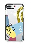 iPhone 7 Plus Casetify Colorful Pattern Desenli Anti Shock Premium Silikonlu Siyah Kenar Detaylı Telefon Kılıfı