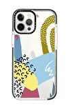 iPhone 11 Pro Casetify Colorful Pattern Desenli Anti Shock Premium Silikonlu Siyah Kenar Detaylı Telefon Kılıfı