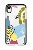 iPhone XR Casetify Colorful Pattern Desenli Anti Shock Premium Silikonlu Siyah Kenar Detaylı Telefon Kılıfı