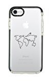 iPhone 6 Casetify Dünya Harita Rota Desenli Anti Shock Premium Silikonlu Siyah Kenar Detaylı Telefon Kılıfı