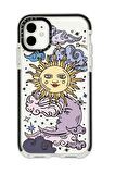 iPhone 11 Casetify Güneş Ay Desenli Anti Shock Premium Silikonlu Siyah Kenar Detaylı Telefon Kılıfı
