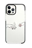 iPhone 12 Pro Max Casetify Hand and Paw Desenli Anti Shock Premium Silikonlu Siyah Kenar Detaylı Telefon Kılıfı