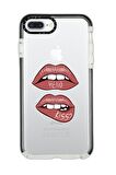 iPhone 7 Plus Casetify Hello Kiss Desenli Anti Shock Premium Silikonlu Siyah Kenar Detaylı Telefon Kılıfı