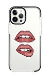 iPhone 12 Pro Casetify Hello Kiss Desenli Anti Shock Premium Silikonlu Siyah Kenar Detaylı Telefon Kılıfı