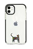 iPhone 12 Casetify Mandala Cat Desenli Anti Shock Premium Silikonlu Siyah Kenar Detaylı Telefon Kılıfı