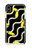 iPhone X Casetify Wavy Bee Desenli Anti Shock Premium Silikonlu Siyah Kenar Detaylı Telefon Kılıfı
