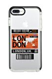 iPhone 7 Plus Casetify London Ticket Desenli Anti Shock Premium Silikonlu Siyah Kenar Detaylı Telefon Kılıfı