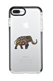 iPhone 7 Plus Casetify Mandala Fil Desenli Anti Shock Premium Silikonlu Siyah Kenar Detaylı Telefon Kılıfı