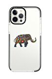 iPhone 12 Pro Max Casetify Mandala Fil Desenli Anti Shock Premium Silikonlu Siyah Kenar Detaylı Telefon Kılıfı