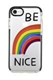 iPhone 7 Casetify Be Nice Desenli Anti Shock Premium Silikonlu Siyah Kenar Detaylı Telefon Kılıfı