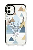 iPhone 11 Casetify Polygon Deer Desenli Anti Shock Premium Silikonlu Siyah Kenar Detaylı Telefon Kılıfı