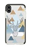 iPhone X Casetify Polygon Deer Desenli Anti Shock Premium Silikonlu Siyah Kenar Detaylı Telefon Kılıfı