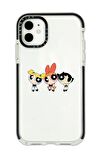 iPhone 11 Casetify Powepuff Girls Desenli Anti Shock Premium Silikonlu Siyah Kenar Detaylı Telefon Kılıfı