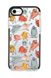 iPhone 8 Casetify Sevimli Kedi Figürleri Desenli Anti Shock Premium Silikonlu Siyah Kenar Detaylı Telefon Kılıfı