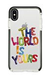 iPhone X Casetify The World Is Yours Desenli Anti Shock Premium Silikonlu Siyah Kenar Detaylı Telefon Kılıfı