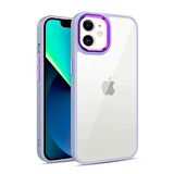 iPhone 12 Uyumlu Renkli Nikelaj Krom Kamera Koruma Yükselti Detaylı Kılıf