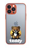 iPhone 13 Pro Max Uyumlu Teddy Desenli Kamera Korumalı Buzlu Şeffaf Lüx Telefon Kılıfı