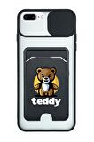 iPhone 6 Plus Uyumlu Teddy Desenli Kamera Korumalı ve Kartlıklı Telefon Kılıfı
