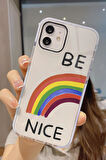 iPhone 12 Uyumlu Be Nice Desenli Candy Bumper Darbe Emici Silikonlu Telefon Kılıfı